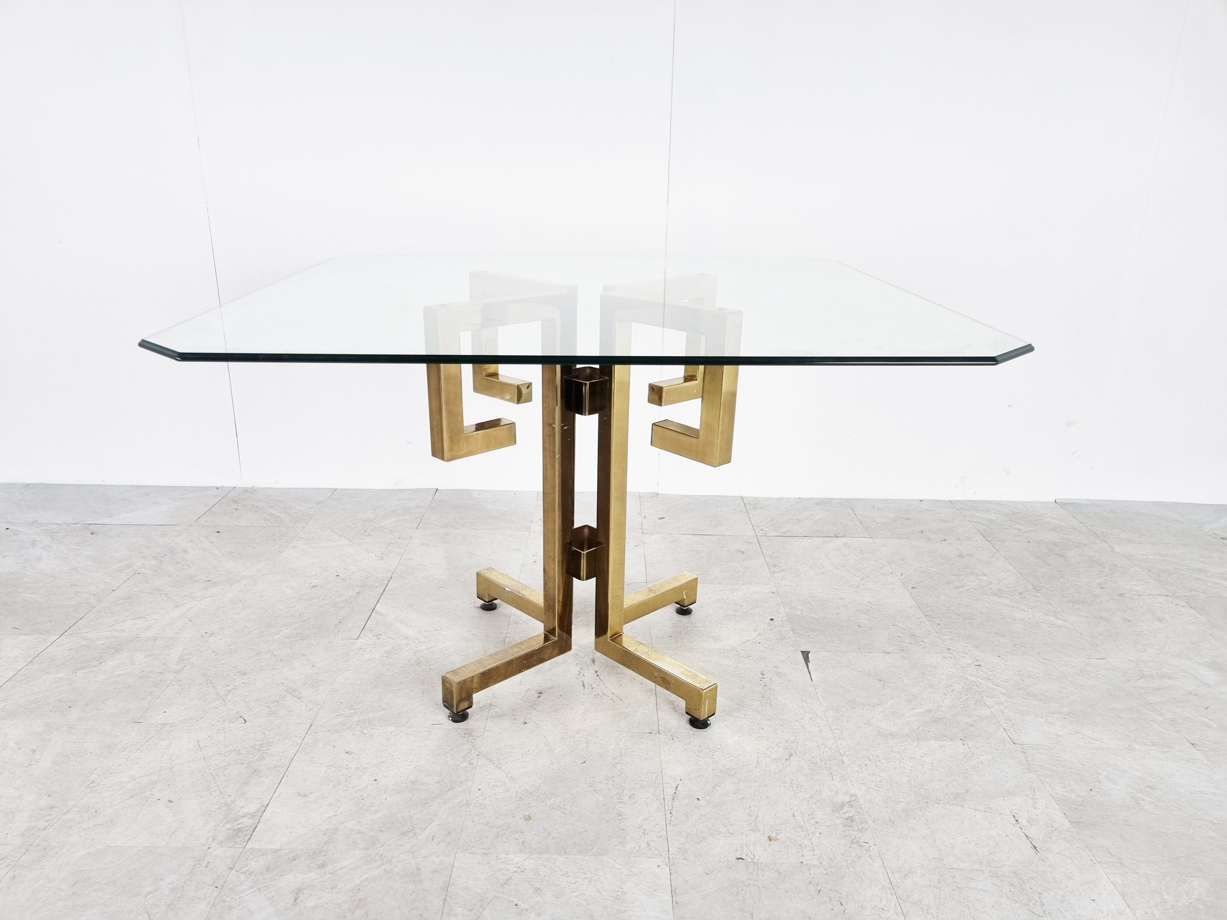 Geometrical brass dining table, 1970s