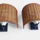 Spanish Mid-Century Wicker And Wrought Iron Wall Sconces, Three Available