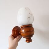 Pair of beech and opaline wall lamps, vintage