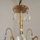 French Vintage Gold Effect Metal-Crystal 3 Light Chandelier Glass Bobeches