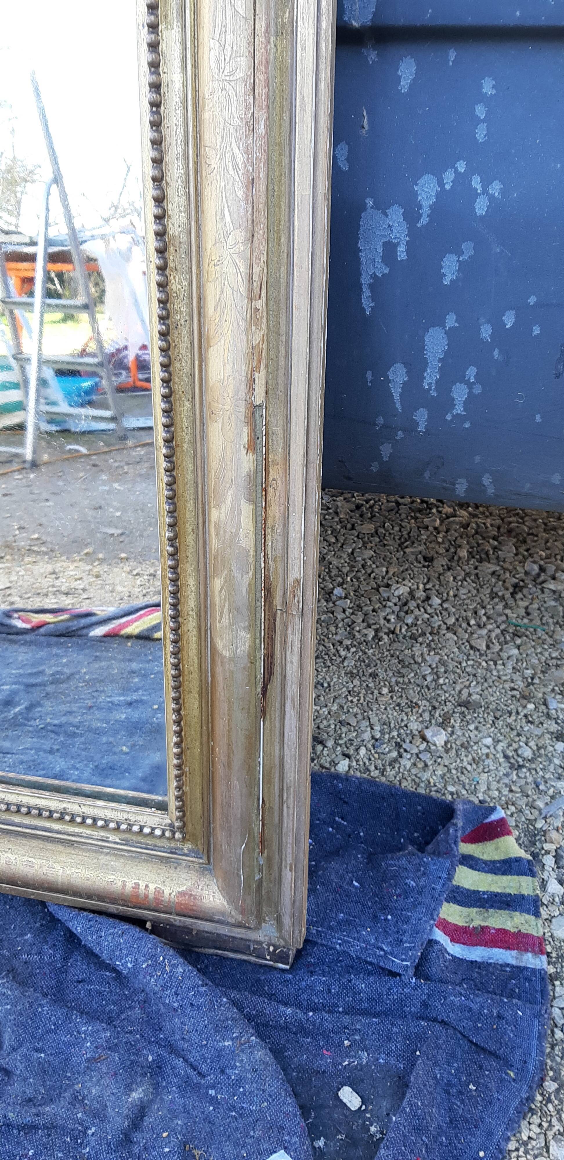 Mirror 19th , Wood and gilded stuk