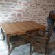 Louis XV style table in oak and cherry wood.