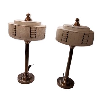 Pair of art deco lamps, globes 1930