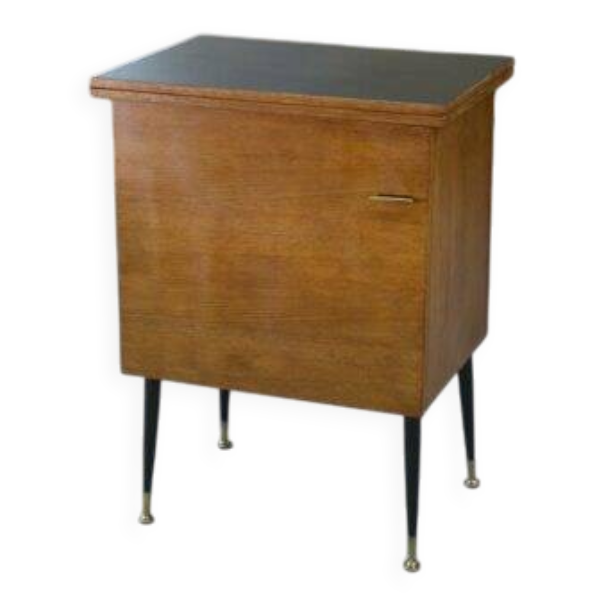Folding occasional desk, steel, brass and oak, 1960s