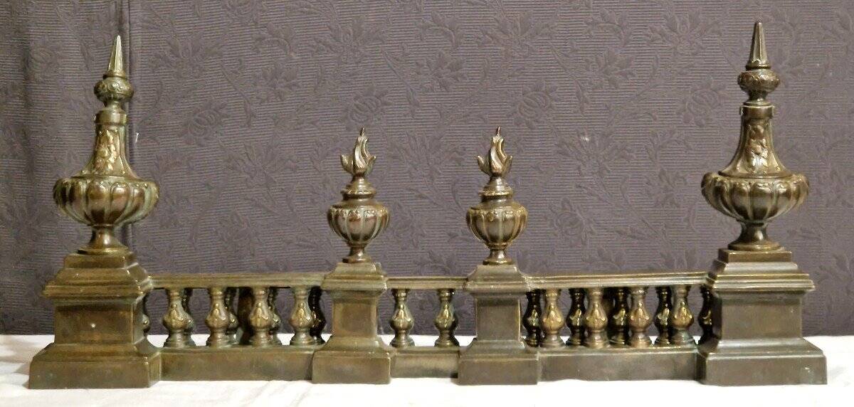 Barre de foyer/devant de cheminée en bronze XIXe