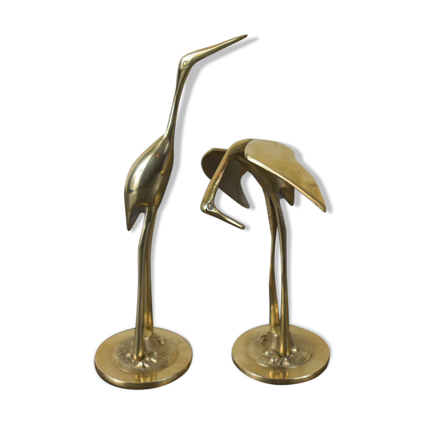 Pair of vintage brass heron