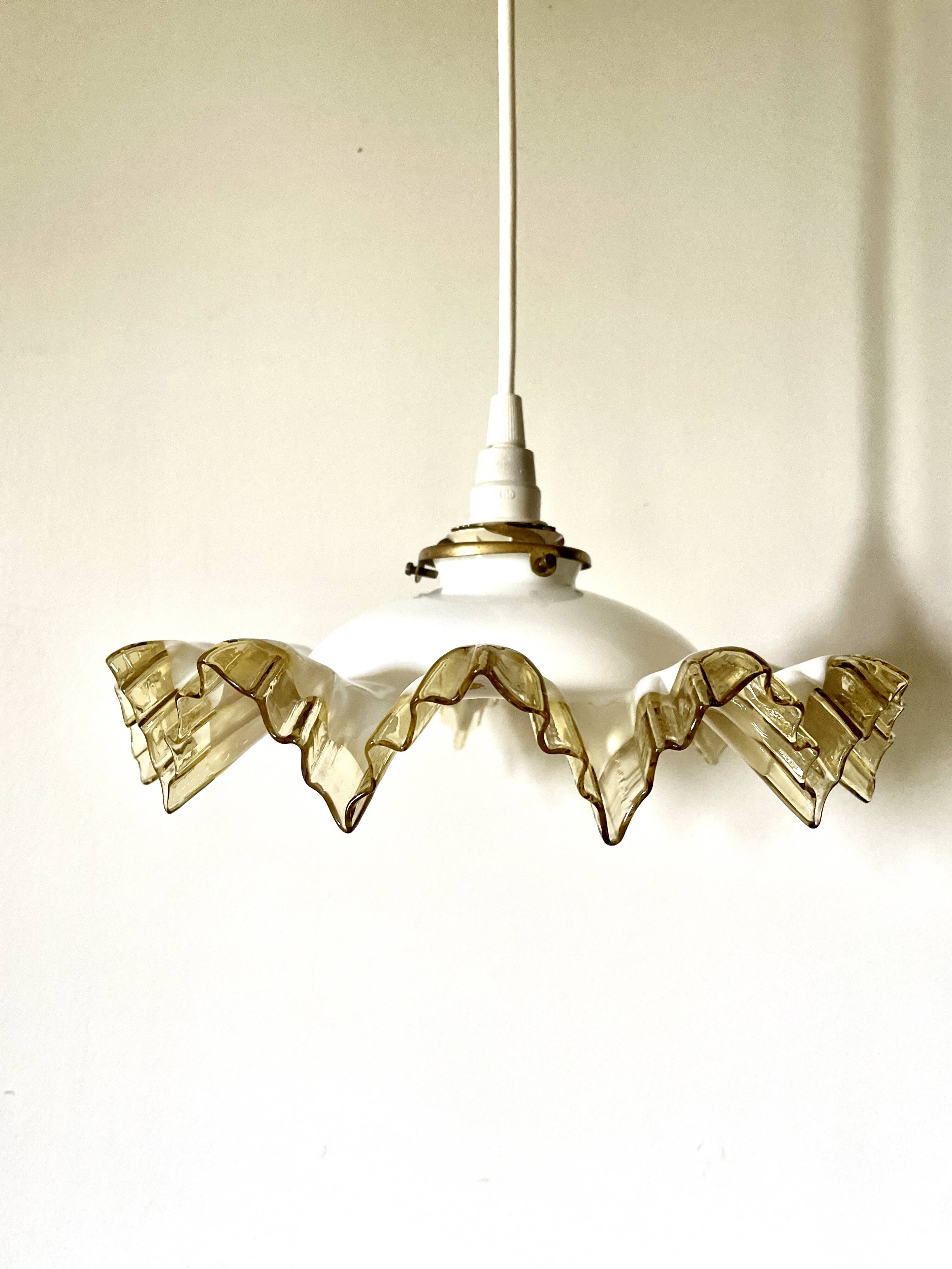 White beige glass draped suspension