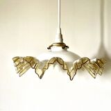 Suspension drapée verre blanc beige