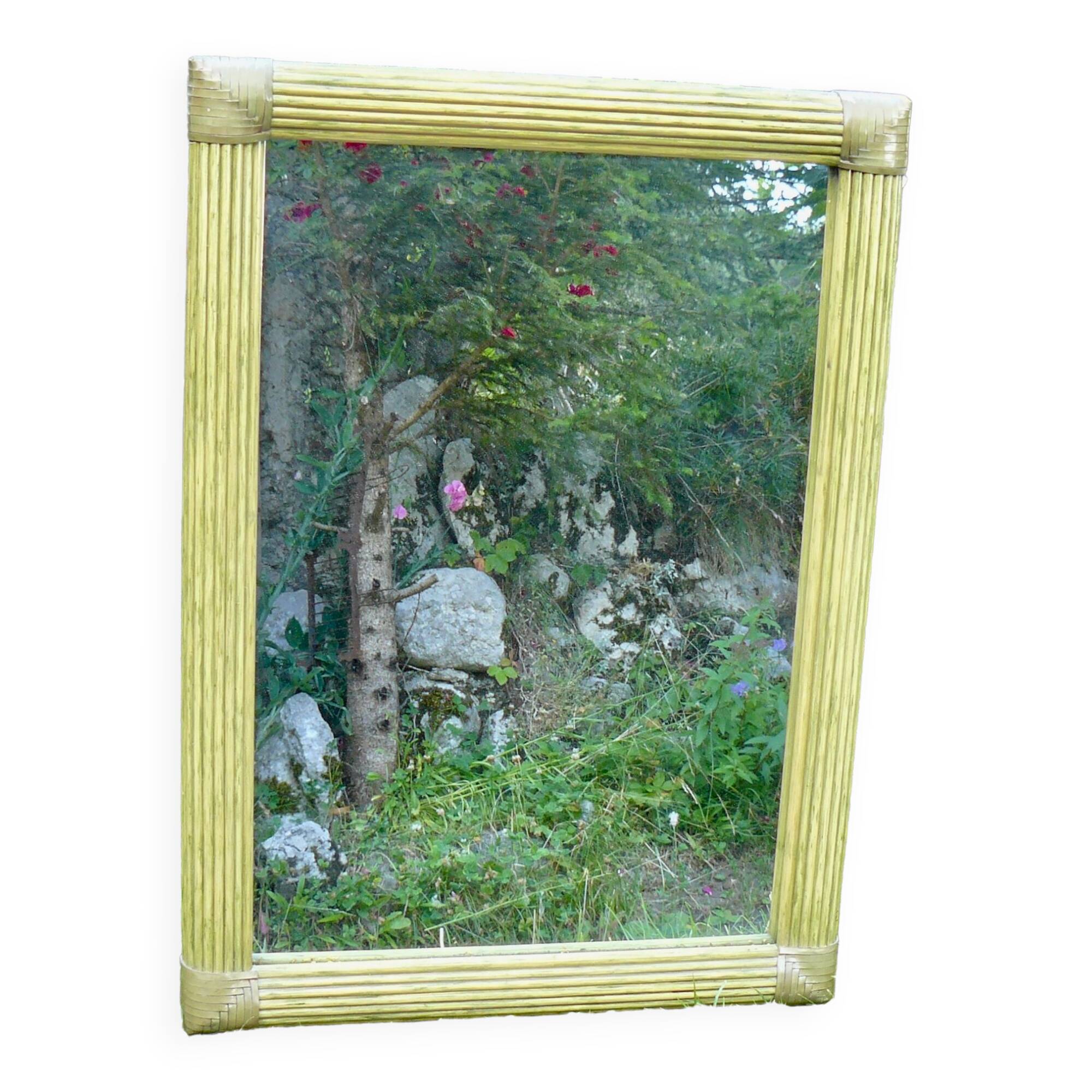 Rattan mirror Roche Bobois Maugrion vintage 1970-80