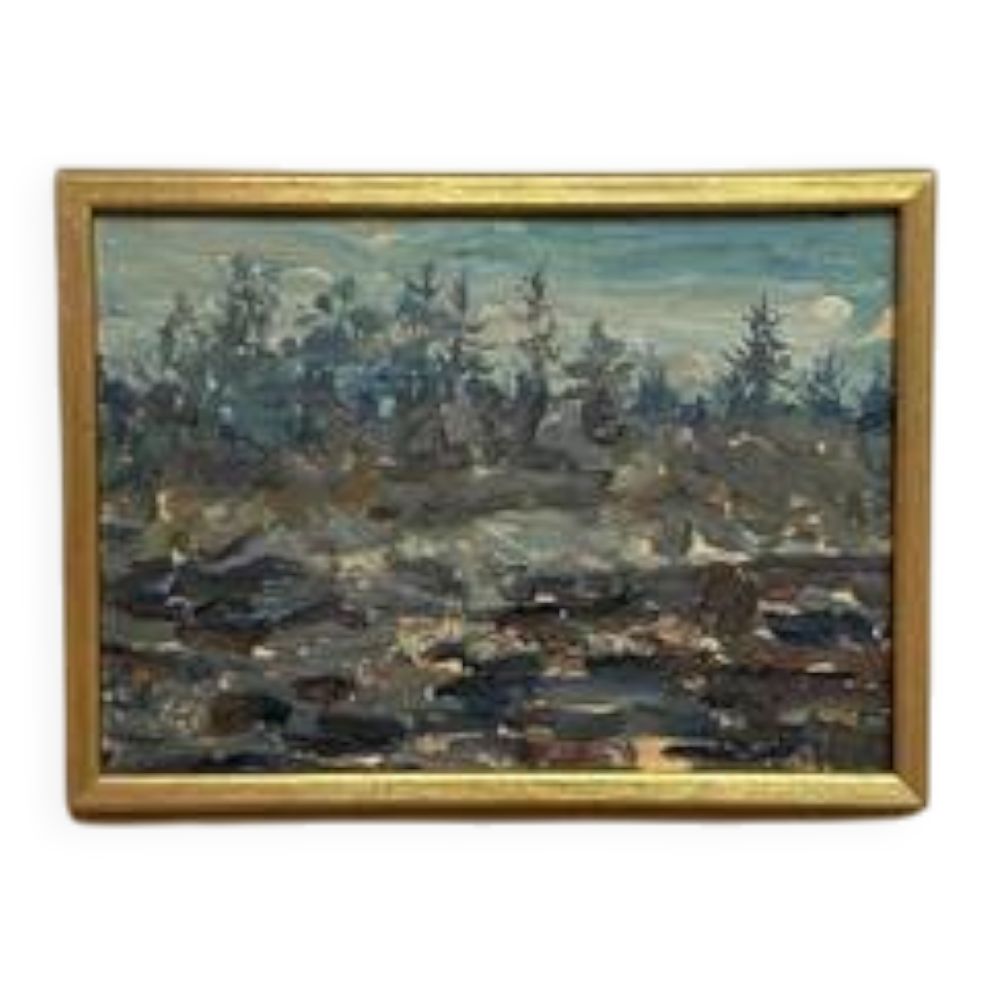 Original  Swedish Oil on Panel – “Rocky Coastline” – Signed – Vintage