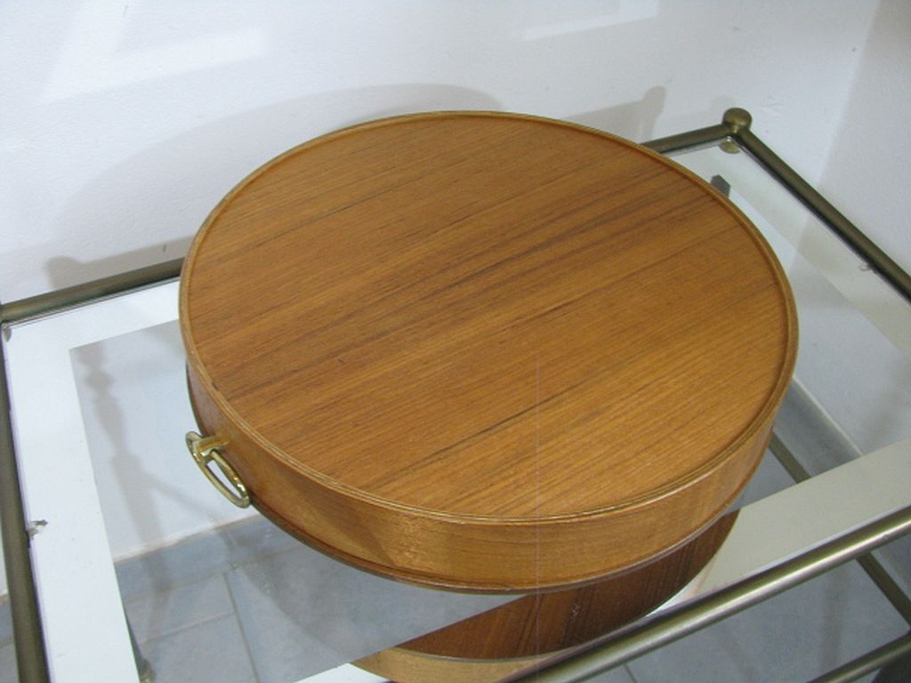 Mid century sewing box with / asystent / Service platform  teak 1960/70s