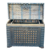 Imposing Indian Chest in Exotic Wood and Wrought Iron