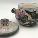 Vintage candy jar in enameled ceramic from Vallauris with thistle decoration