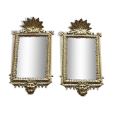 Pair of beveled bronze mirrors louis XIV