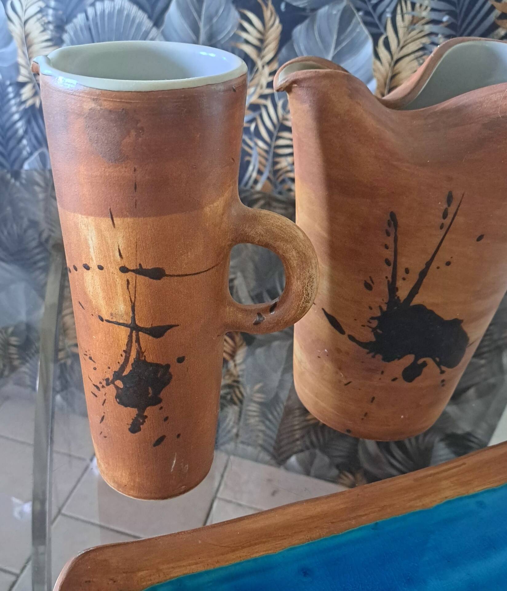 Set of three ceramic table pieces from "La Colombe"