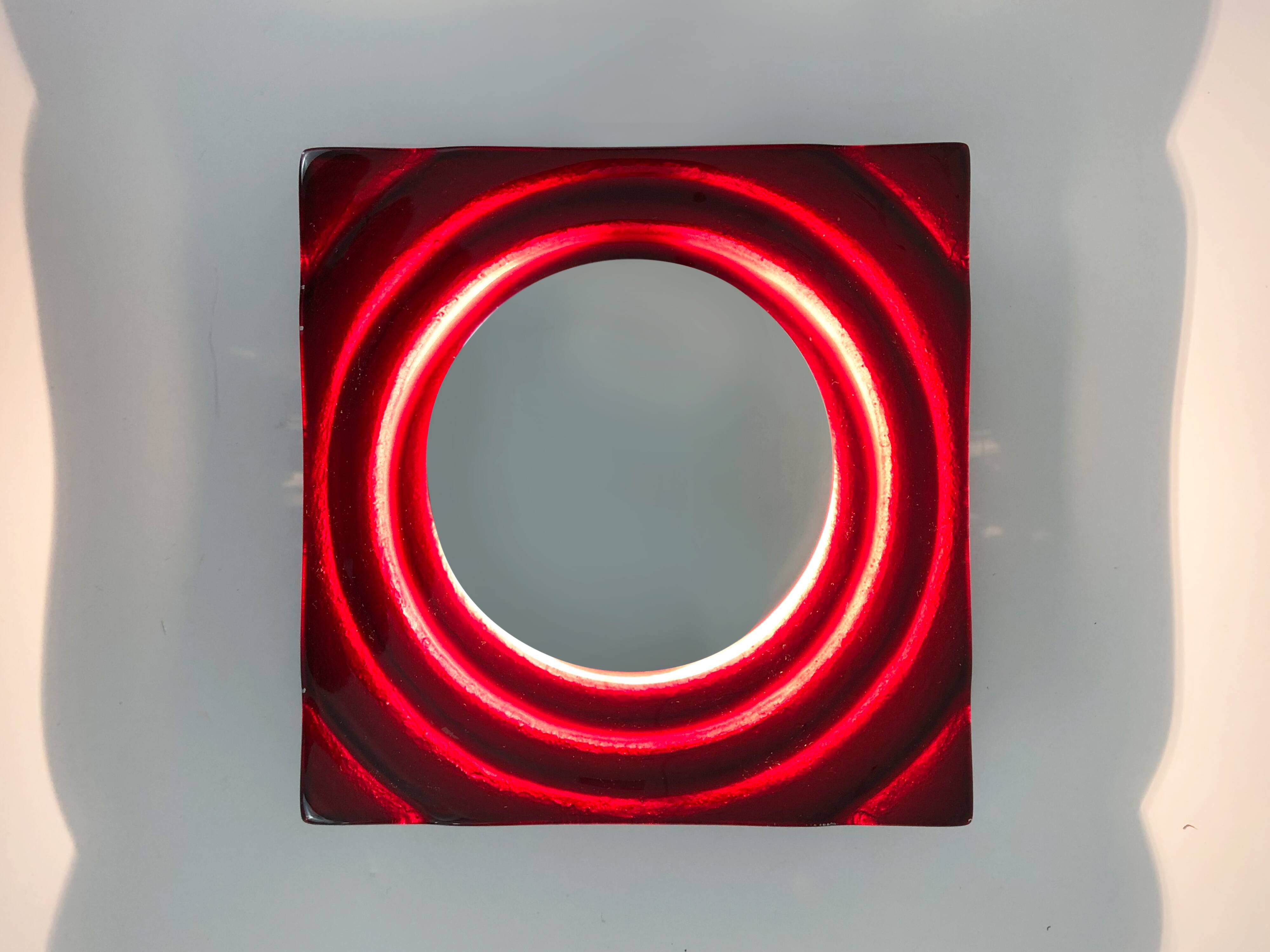 Paul Neuhaus wall lamp in red glass and chrome reflector
