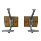 Pair of vintage aluminum coat hooks