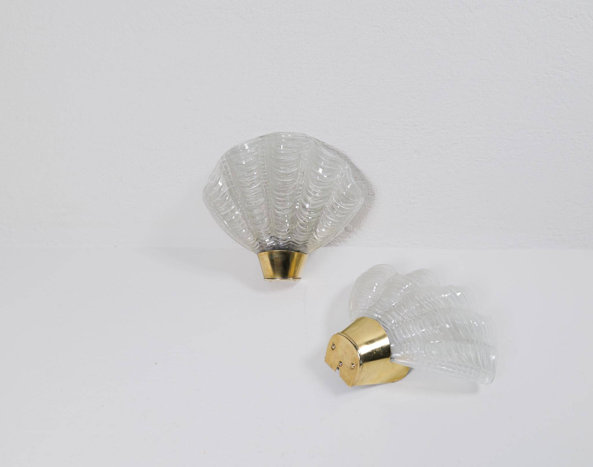 Midcentury Modern wall sconces pair ASEA, "Shell", 1950s, Sweden
