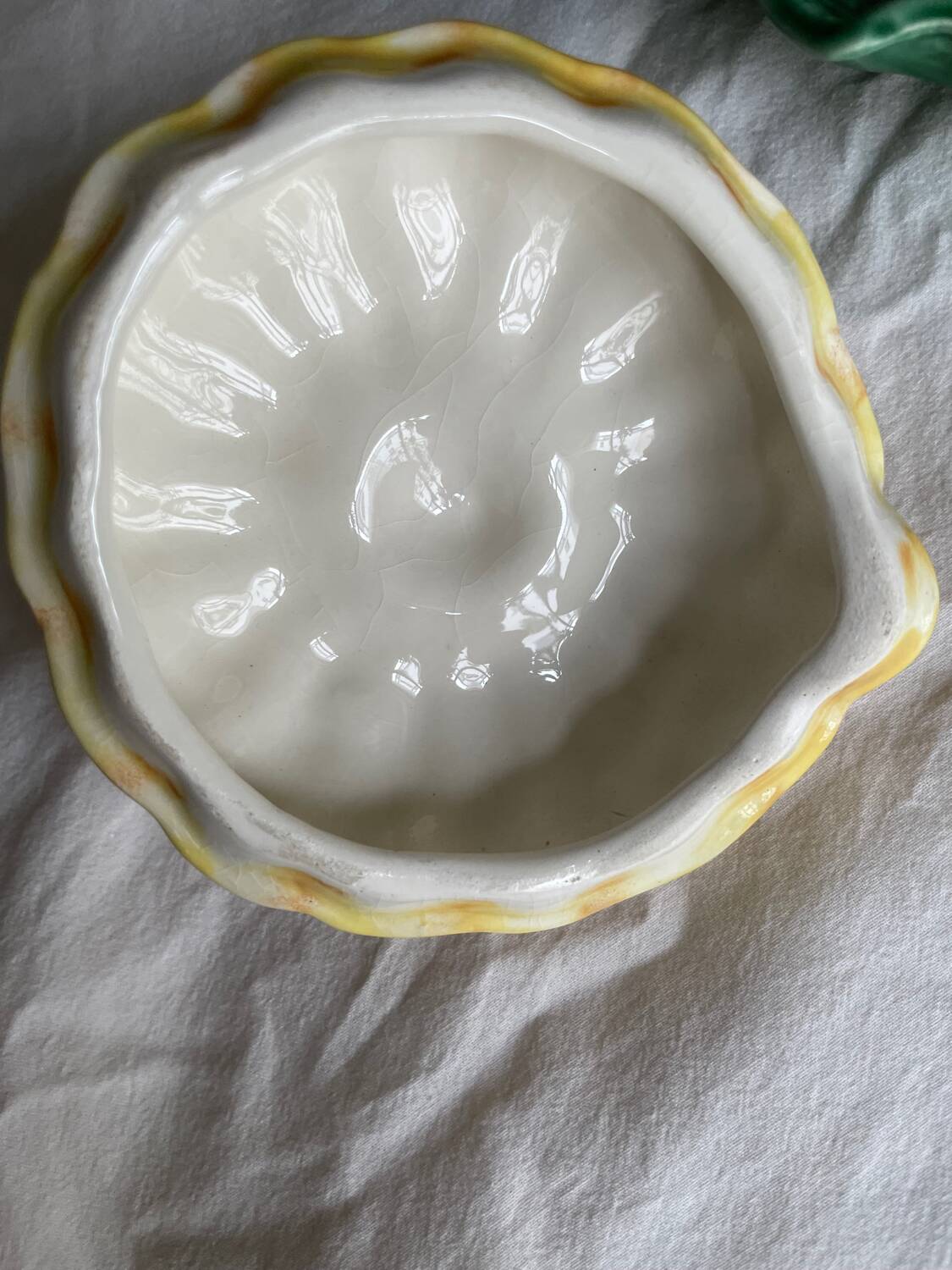 Antique majolica pumpkin jam jar