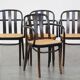 Lot de 4 chaises de salle à manger/bistro au design vintage en bois avec sièges tissés