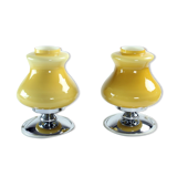 Lampes de table en crème opaline & chrome, Bulgarie années 1960