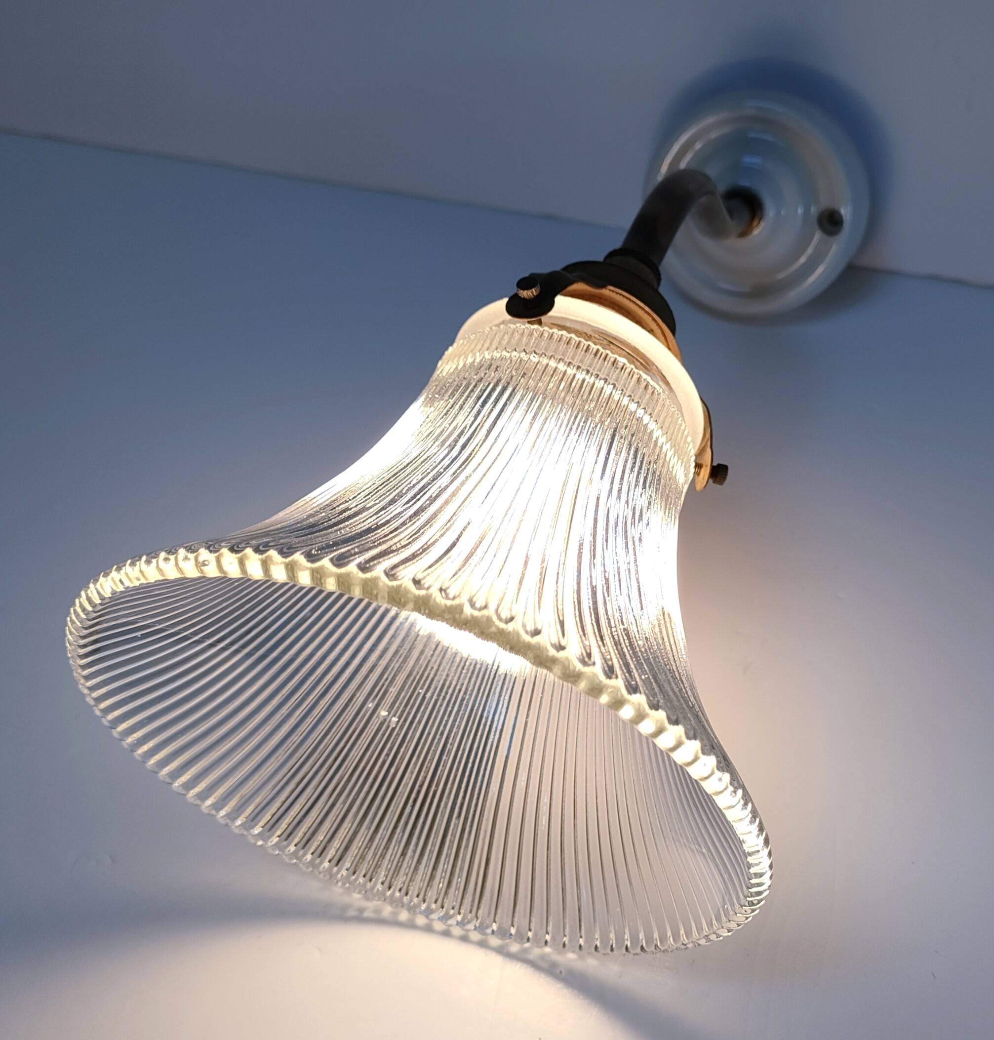 Brass porcelain glass wall light 1900