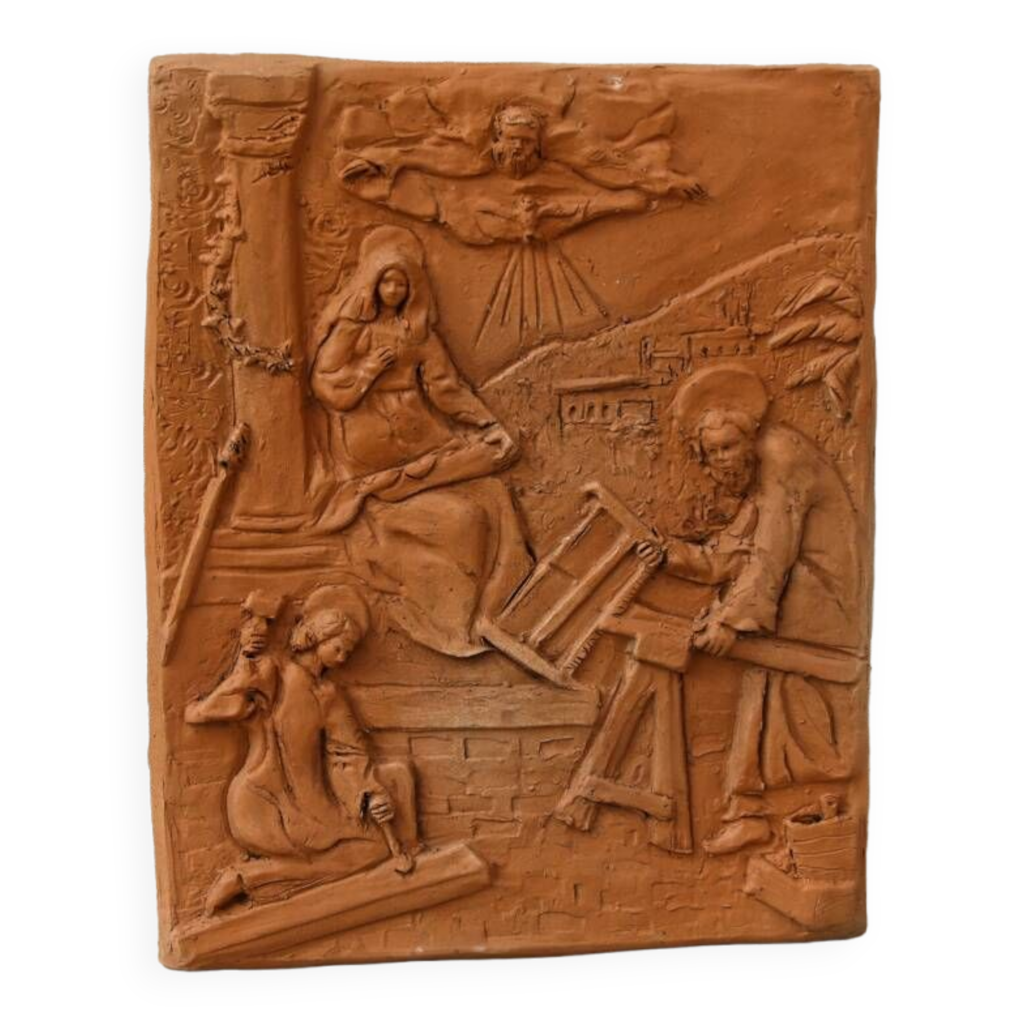 Terracotta bas relief, Holy Family