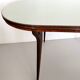 Vintage Beech and Walnut Dining Table with an Oval Gray Glass Top, Italy