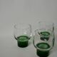 Set of 6 designer wine glasses with green feet from the 70s