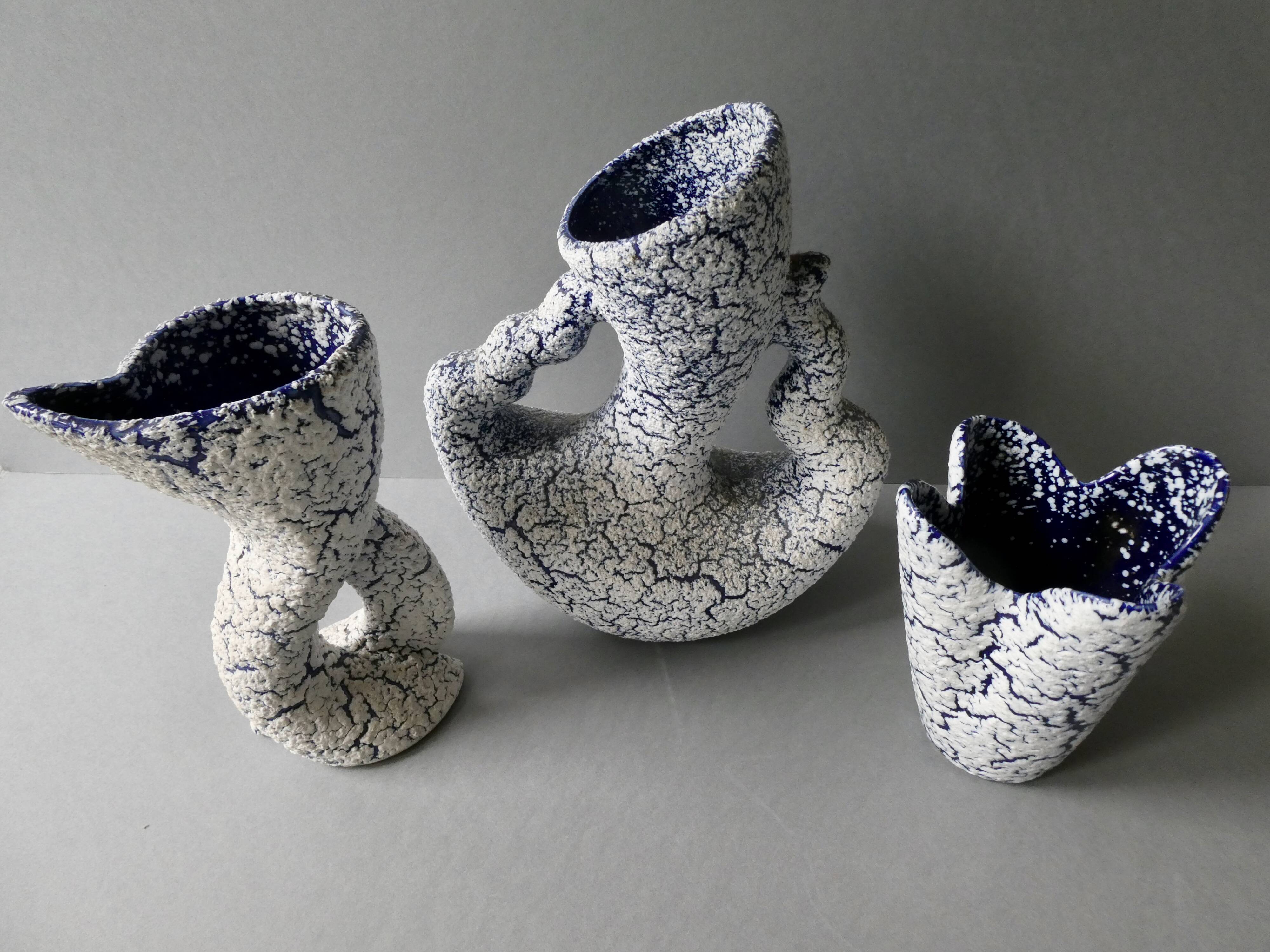 Trio of tense ceramic vases, 70s