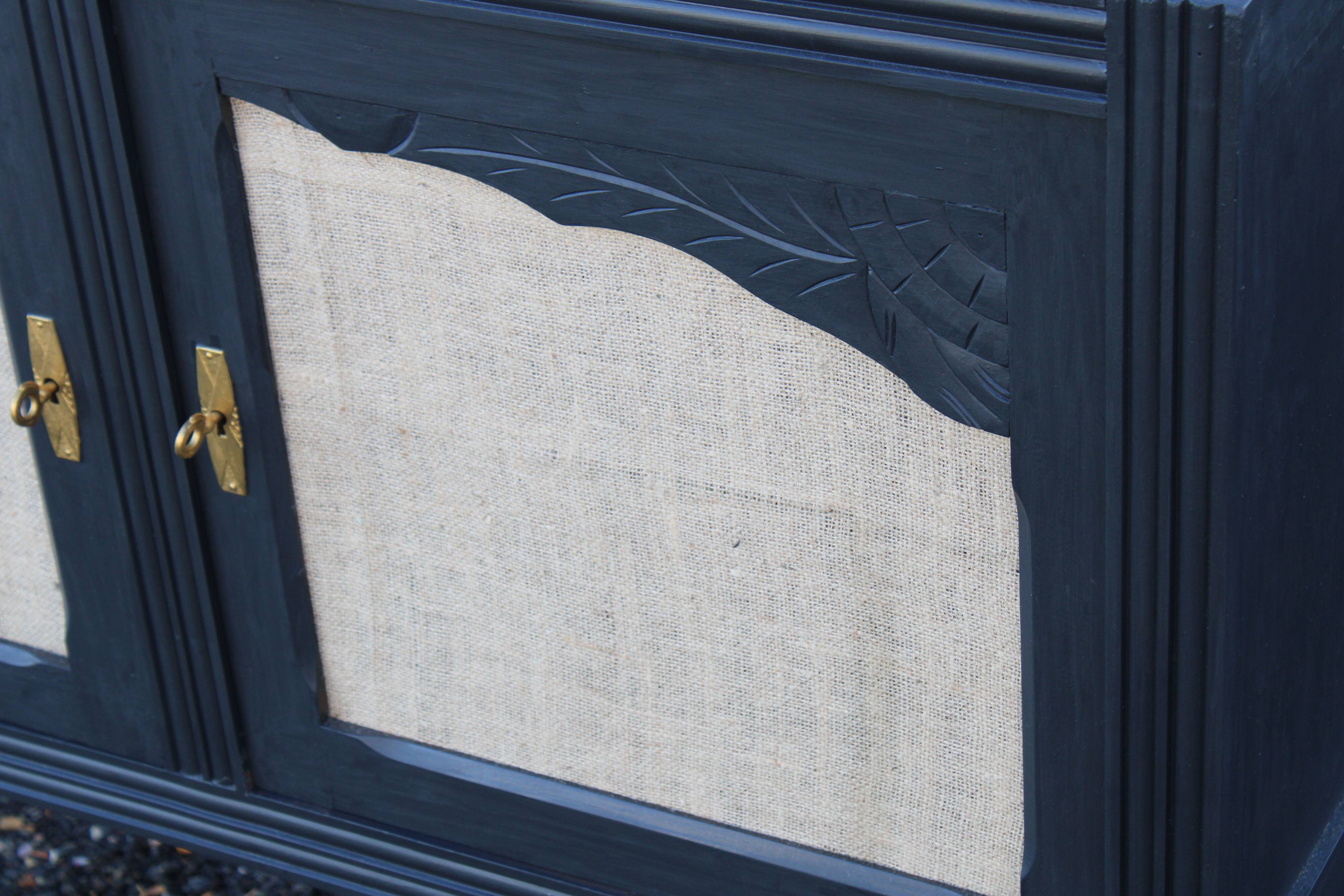 Wooden and jute sideboard