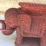 Table d'appoint elephant rotin 1970