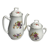 Antique porcelain teapot and sugar bowl