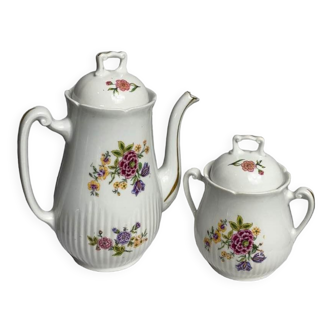 Antique porcelain tea and sugar bowl