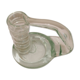 Transparent blown glass candle holder