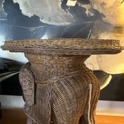 Rattan Elephant table in the style of Vivaï del Sud, Italy 1970