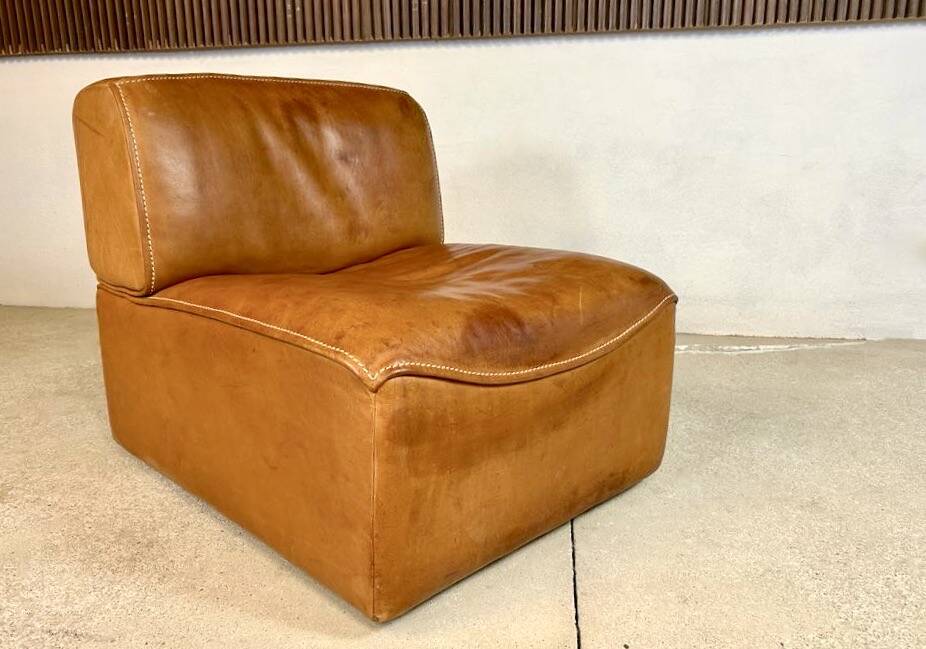 Brutalist Style DS-15 Leather Lounge Chair from De Sede, Switzerland 1970s