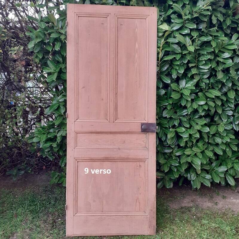 Series of 9 old communication doors, solid wood, both solid and glazed.