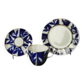 Café set (3) S. Yakovleva in cobalt, Imperial Russia Lomonosov