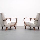 1930 Jindrich Halabala Bentwood Armchair in Ivory Premium Buckle