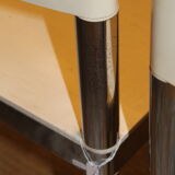 Set de 3 chaises années 70 blanches et inox
