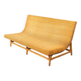 Mid-Century Modern Wicker Bench, Italy, 1970s