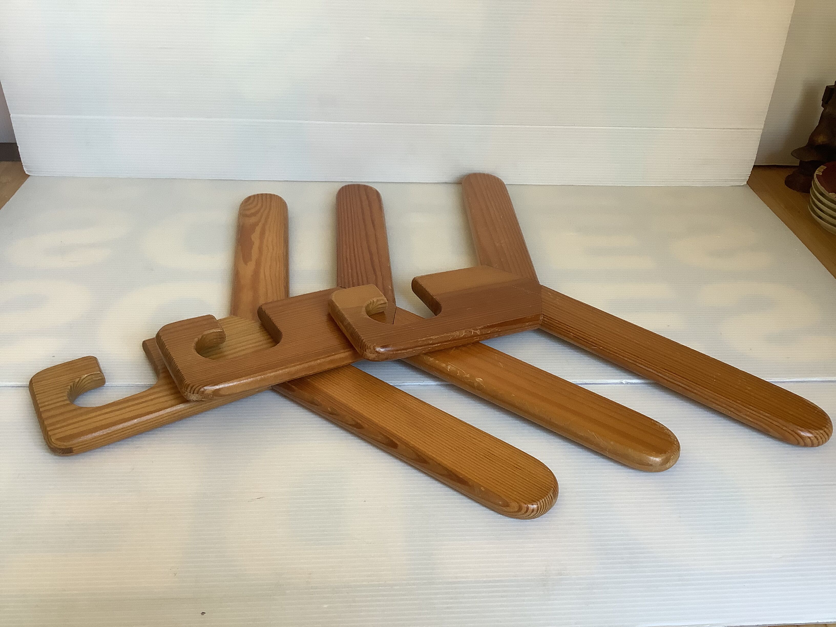 Trio of Scandinavian wooden hangers year 70