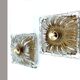 Pair large vintage architectonic wall lamps, 60s, glass