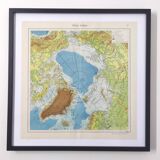 North Pole Arctic Ocean Greenland Iceland vintage map from 1950