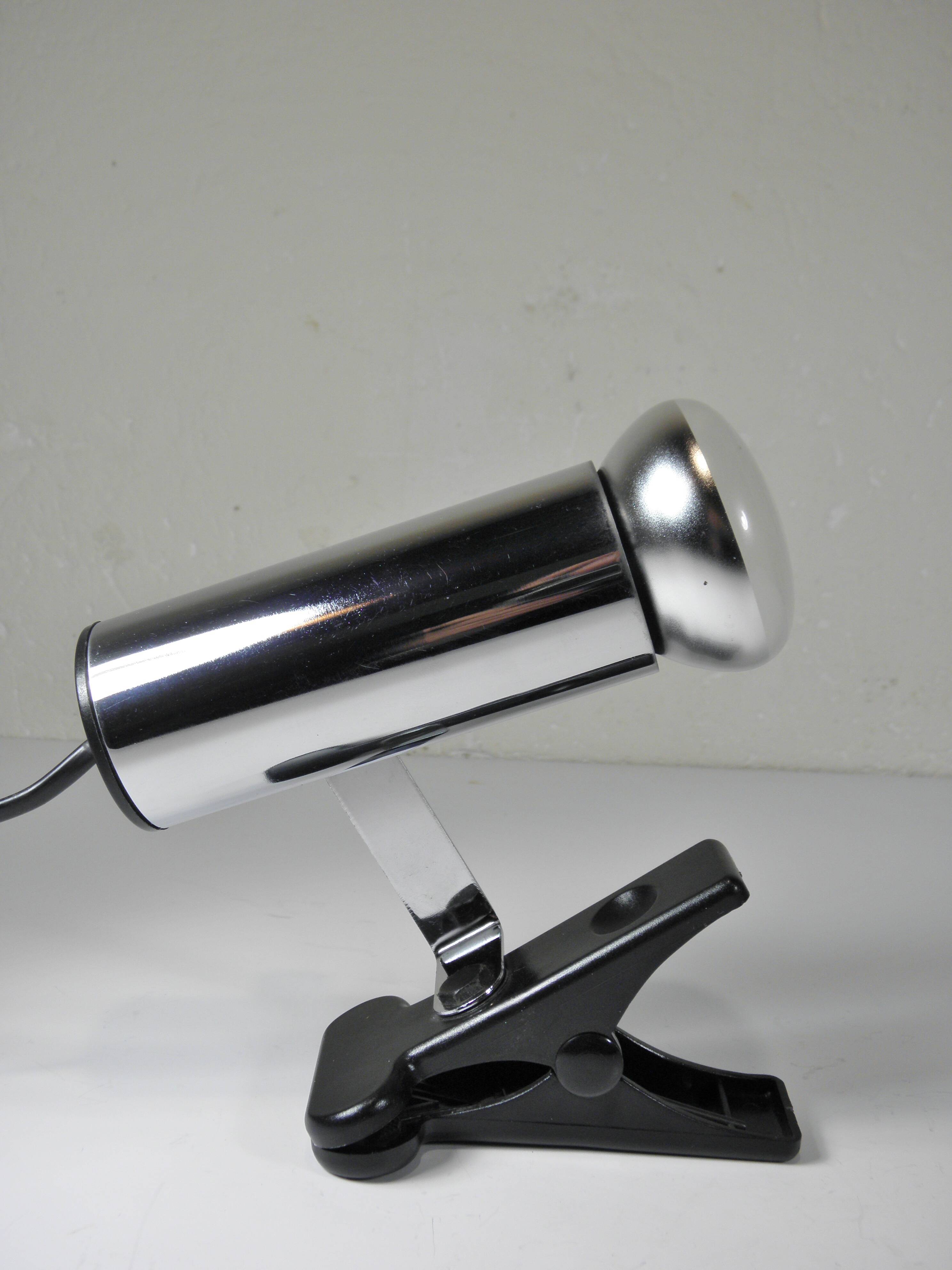 1980s Chrome Metal Clip-On Spotlight