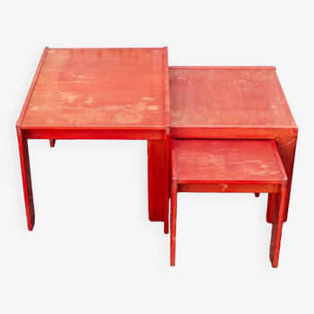 Tavoli impilabili modello 777 di Tobia & Afra Scarpa per Cassina, Italie 1965, set de 3