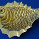 "Vintage" ashtray in bronze with golden natural patina representing a fish