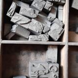 Printing cabinet 16 drawers with these lead letters