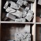 Printing cabinet 16 drawers with these lead letters